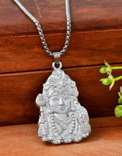 Krishna Pendant Silver Chain Necklace Set